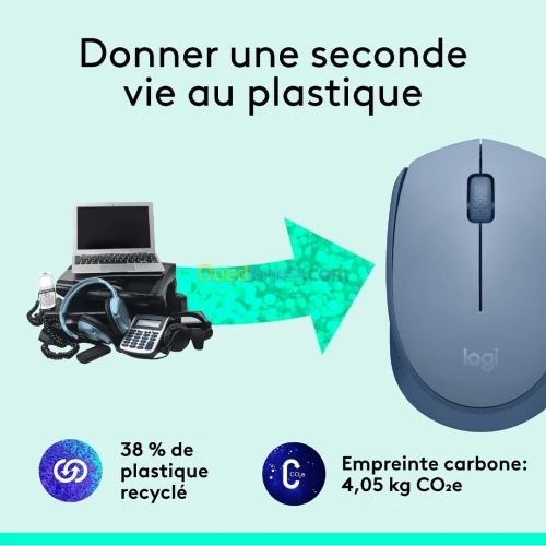 LOGITECH M171 WIRELESS MOUSE - SOURIS SANS FIL - AMBIDEXTRE - USB 2.4 GHZ - CAPTEUR OPTIQUE - 3 BOUTONS - BLEU & GRIS