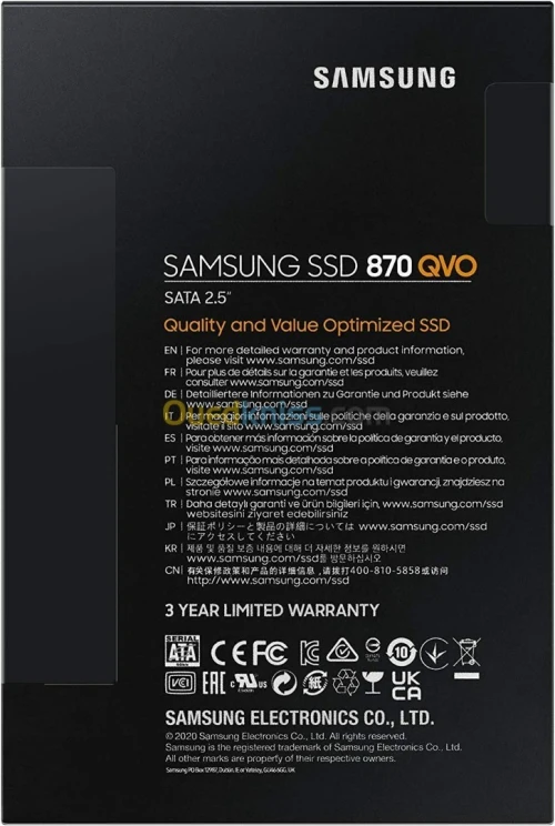 SAMSUNG 870 QVO 1TB - 2,5 POUCES, SATA 6G - VITESSES JUSQU'À 560 MOS - BLACK