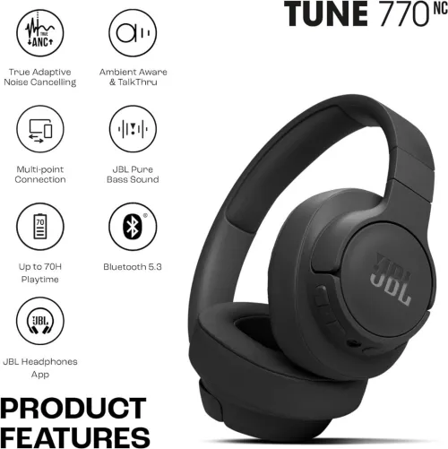 JBL TUNE 770NC CASQUE SANS FIL - SUPRA-AURICULAIRE BLUETOOTH 5.3 - RÉDUCTION DE BRUIT - NOIR