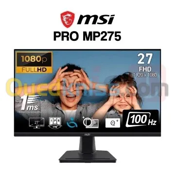 ECRAN MSI PRO MP275Q - 27" 2k WQHD - IPS - 100HZ - 1ms -HDMI - EYEQ CHEK - HAUT-PARLEURS - BLACK