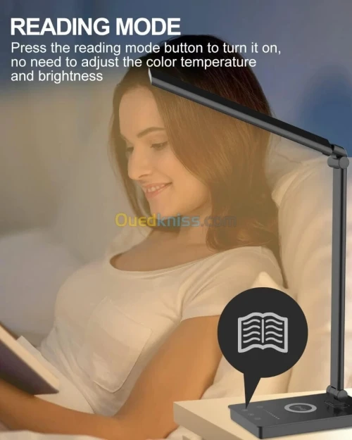MAXESLA PH384 - LED INOVATIVE DESK LAMP - CHARGEMENT SANS FIL - MODE LECTURE - TACTILE - BLACK