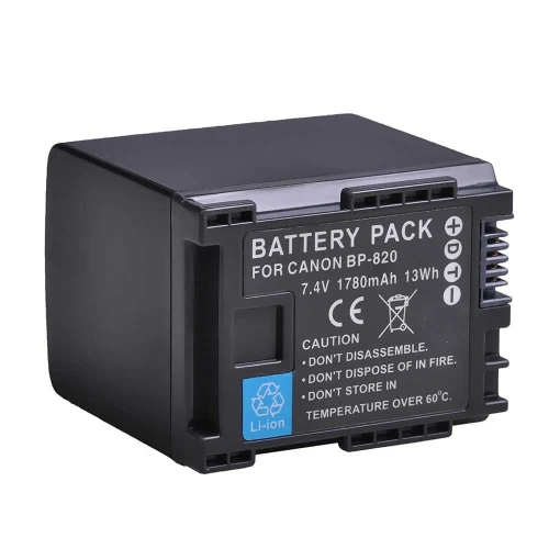 BATTERIE CANON BP-820 LITHIUM-ION -1780 MAH -7,4 V CC- RÉSISTER À LEFFET MEROIR - NOIR