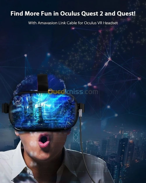 OCULUS META QUEST 2 & 3 - CÂBLE TYPE-C 5M - PC VR LINK HAUTE VITESSE -