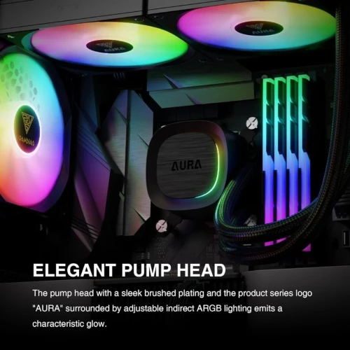 GAMDIAS AURA GL240 V2 - WATER COOLING 240MM -2 X FANS ARGB - PERFORMANCE - INTEL & AMD - BLACK