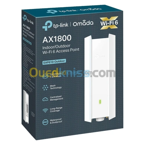 TP-LINK EAP610-OUTDOOR - POINT D'ACCÈS AX1800 WIFI6 - INDOOR/OUTDOOR IP67 - MESH OMADA - BLANC