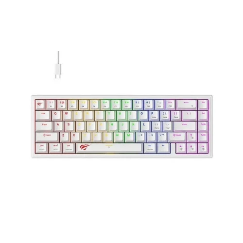 HAVIT KB874L WHITE - CLAVIER MÉCANIQUE GAMING - RGB BACKLIT - SWITCHES RED - 67 TOUCHES - COMPACT - WHITE