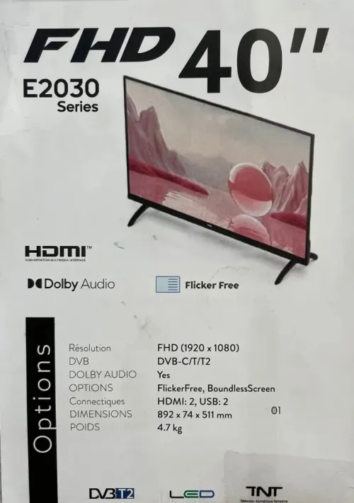 TV IRIS E2030 40" POUCES - LED HD BASIC - FLICKER FREE - DOLBY AUDIO- 16:9 60HZ - HDMI / USB -BLACK
