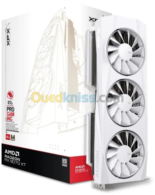 XFX QUICK SILVER RADEON RX 9070 XT WHITE MAGNETIC 16GB - PRO GAMING - GDDR6 -RAY TRACING - 3X FANS