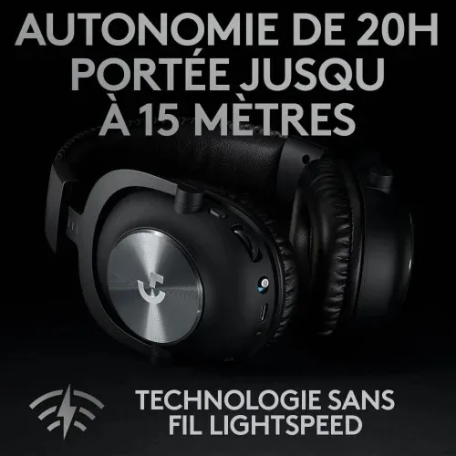 LOGITECH G PRO X LIGHTSPEED - CASQUE GAMING SANS FIL - LIGHTSPEED - AUDIO PRO - MICRO DÉTACHABLE - BLACK