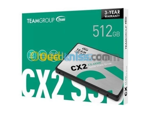 TEAMGROUP SSD CX2 512GB SATA 2.5" - SATA III 6GB/S - 530 MO/S - SLC CAHCING - SLIVER 