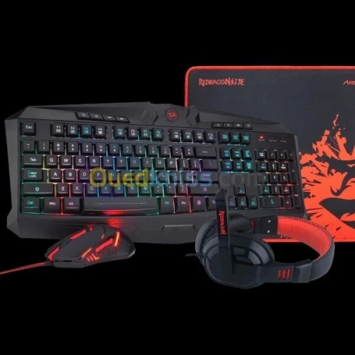 REDRAGON S101-BA-2 - COMBO 4en1 - CLAVIER + SOURIS + CASQUE + TAPAIS - RVB - 7200 DPI - BLACK