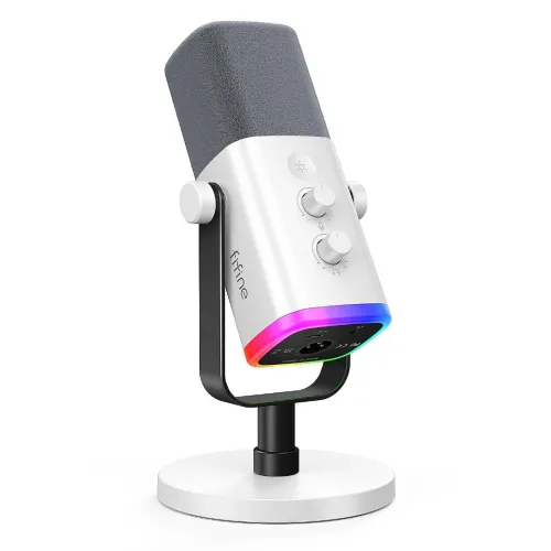 FIFINE AM8 DYNAMIC - MICROPHONE USB / XLR - STREAMING / PODCAST / GAMING - WINDOWS / MAC / PS4 / PS5 - RGB - WHITE