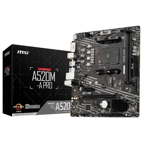 MSI A520M-A PRO - CARTE MÈRE MICRO ATX- SOCKET AM4 AMD A520 - DDR4 - M.2 NVME - USB 3.0 - PCIE 3.0 - BLACK