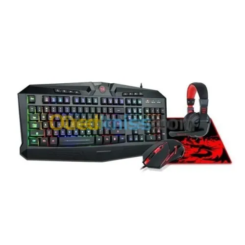 REDRAGON S101-BA-2 - COMBO 4en1 - CLAVIER + SOURIS + CASQUE + TAPAIS - RVB - 7200 DPI - BLACK