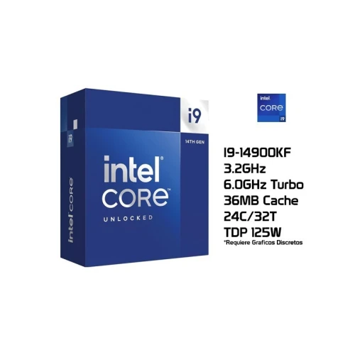 PROCESSEUR INTEL CORE I9-14900KF - LGA1700 - 24 COEURS - 36Mo CACHE - UP TO 6.00 GHZ - 125 W