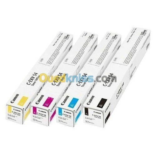 JEU TONER CANON C-EXV 54 ORIGINAL - 15500 PAGES - 4 COULEUR NOIR - JAUNE - CYAN - MAGENTA 