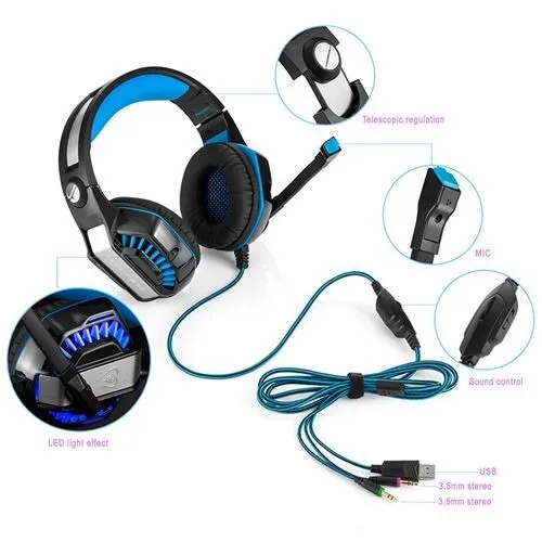 CASQUE GAMER BEEXCELLENT GM-2 - JACK 3.5MM + USB - MICRO FLEXIBLE - SON STÉRÉO PUISSANT - LED