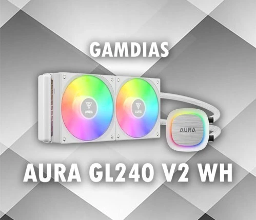 GAMDIAS AURA GL240 V2 - WATER COOLING 240MM -2 X FANS ARGB - PERFORMANCE - INTEL & AMD - WHITE