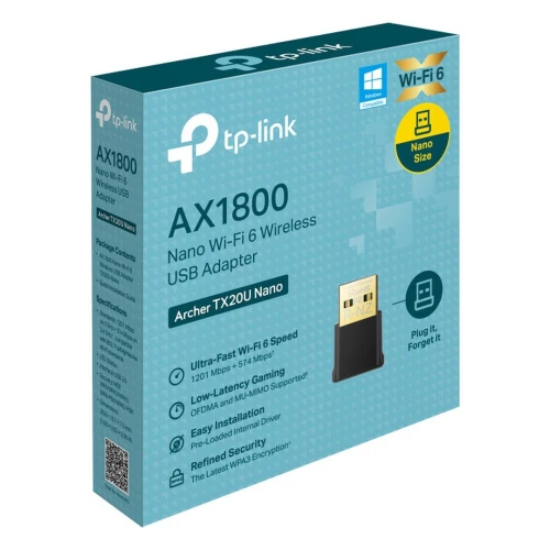 TP-LINK ARCHER TX20U NANO - CLÉ WI-FI 6 USB AX1800 - DOUBLE BANDE - MU-MIMO - BEAMFORMING - NOIR