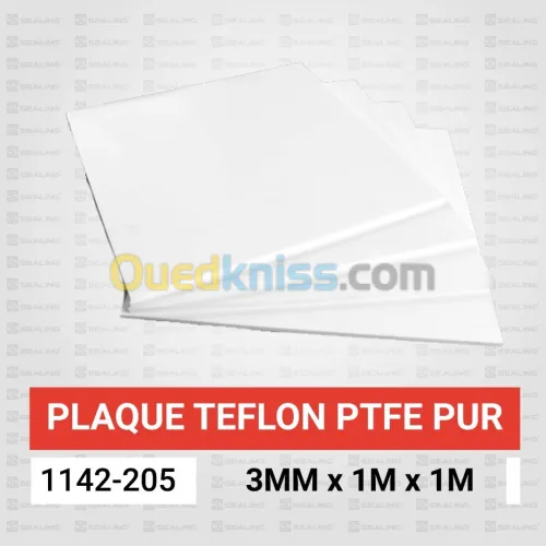 PLAQUE TEFLON PTFE PUR 3MM X 1M X 1M