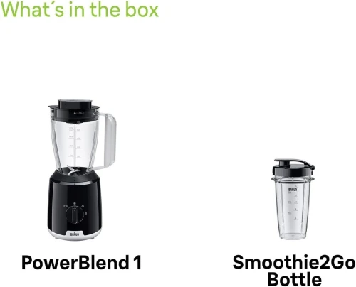 Blender BRAUN JB1051BK avec récipient en verre de 1,5 l à 2 vitesses 