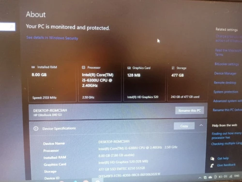 HP EliteBook 840 G3 i5-6300U / 8GB RAM / 512GB SSD / 14 pouce