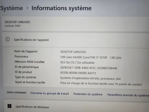 -VENDU- DELL Latitude 5440 i7 13eme 16G/512  (14 Cores, 20 Threads 24 MB Cache) TACTILE