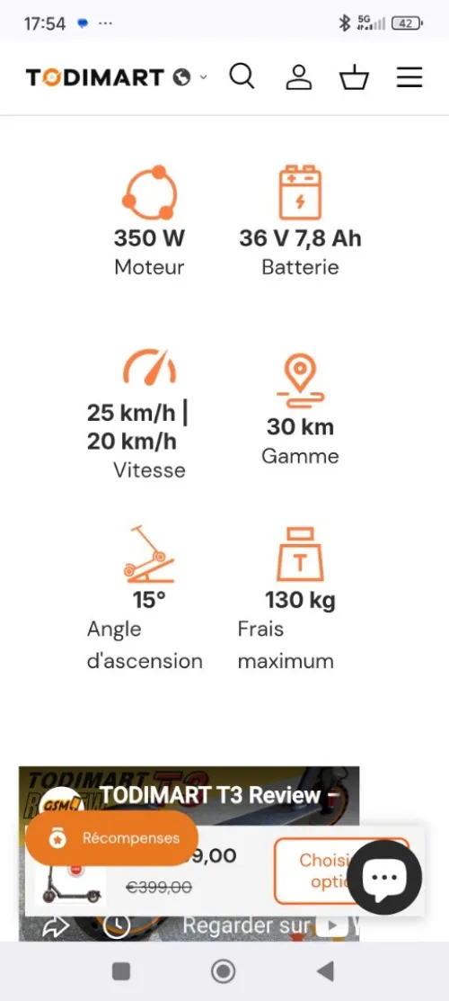 Trottinette électrique todimart