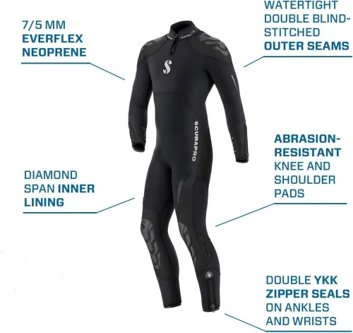 Combinaison de Plongée Sous Marine + Cagoule a Plastron Scubapro