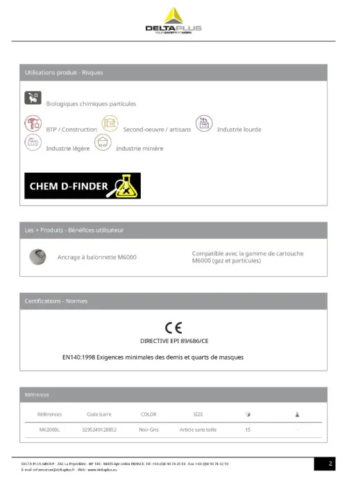 casque de chantier/lunette de sécurité fumée/demi masque P2,P3/