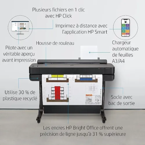 Traceur HP DesignJet T630 Grand Format A0/A1 / Wi-Fi + Ethernet / Roll & Sheet / 2400x1200 dpi