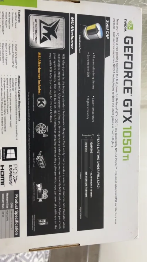 MSI GTX 1050 TI DUAL FANS