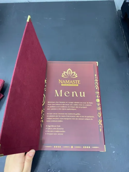 Menu restaurant en daim lux