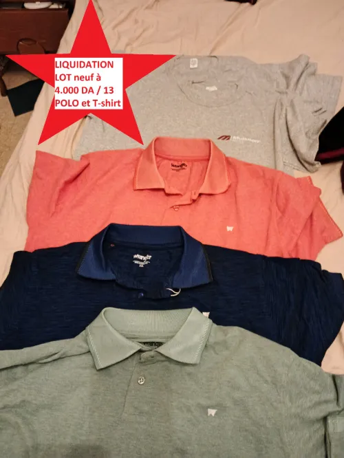LIQUIDATION LOT neuf à 4.000 DA/ 13 POLO et T-shirt /Coton/ Homme /