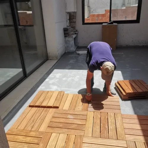 Dalle en bois terrasse extérieure en bois exotique 