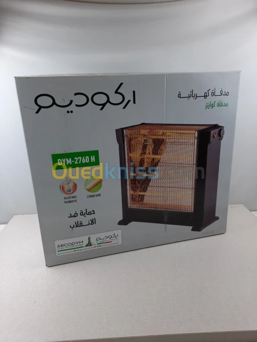 سخان كهربائي 2200 واط, 4 انابيب كوارتز - Chauffage Electrique ARCODYM Thermostat Réglable Fil Solide