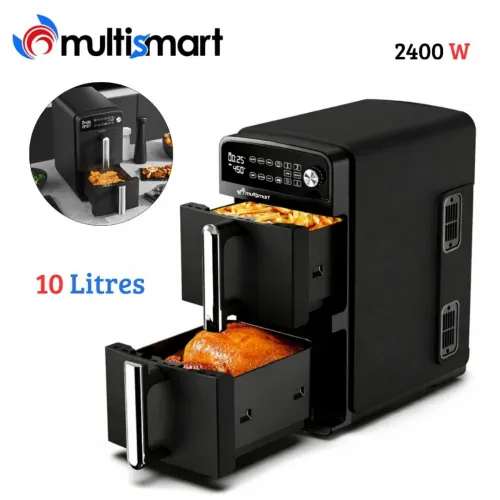 Friteuse Air fryer Multismart Double Bac 10L 2400W Multifonctions Écran Digital LED - مقلاة هوائية