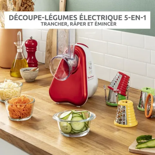Hachoir Découpe Légumes Électrique Moulinex 5En1 200W 5 Cônes Fresh Express - Fabriqué En France