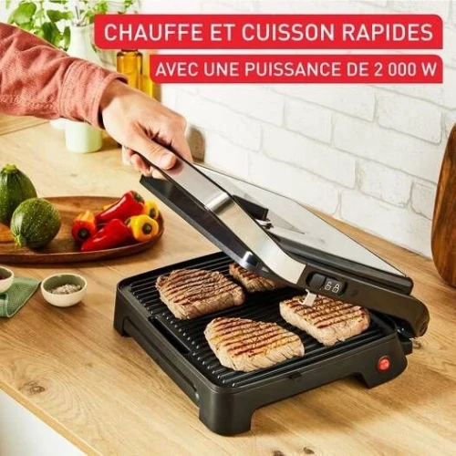 Panineuse et Grill À Viande TEFAL 2000W avec Thermostat Réglable Antiadhésives Inicion Adjust Grill 