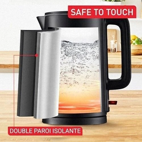 Bouilloire électrique TEFAL 1500W 1.5L Noir et intérieur inox - Thermo Protect