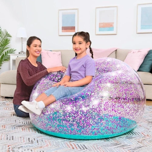 Fauteuil Pouf et Chaise Gonflable Pailleté Glitter Dream Ergonomique pour Enfants et Adultes Bestway