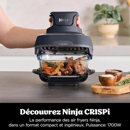 Ninja Crispi Friteuse Air Fryer Portable 4en1 sans huile 3.8L 1700W - 2 récipients avec couvercles