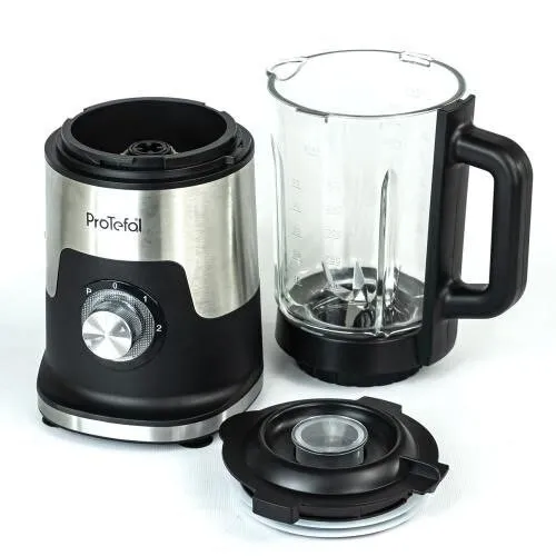 Blender Mixeur Protefal 1000W 2.2L 2 Vitesses + Turbo 6 Lames Inox Et Bol En Verre - خلاط كهربائي