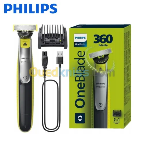 Rasoir Electrique Philips OneBlade 360 Avec Sabot 5 En 1 pour Visage Rechargeable Étanche