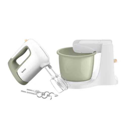 Batteur à main et avec Bol Tefal Cocoon 500W 2.5L - 5 Vitesses et Turbo - 2 fouets 2 crochets