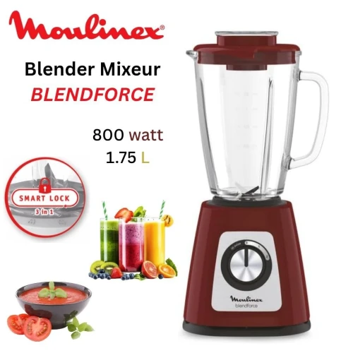 Blender Mixeur Moulinex Blendforce 800W 1.75L En Verre 2 vitesses Fonction Ice Crush - خلاط كهربائي