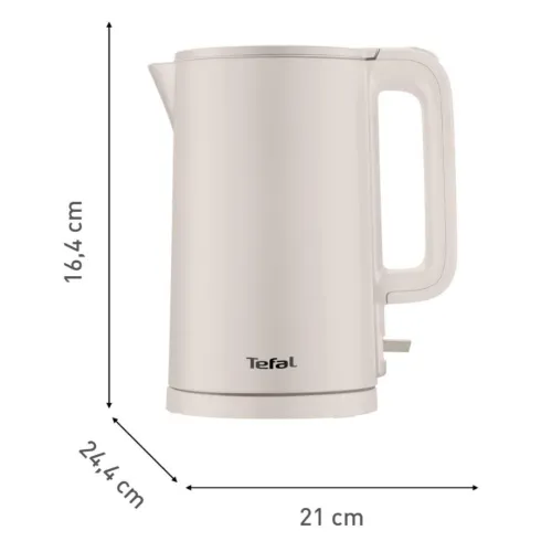 Bouilloire Électrique Tefal Sans Fil 1.5L 1500W Avec Isolation Sans Danger et intérieur Inox 