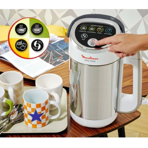 Blender Mixeur À Soupe Chauffant Moulinex Easy Soup 1000W 1.2L avec 5 Programmes INOX