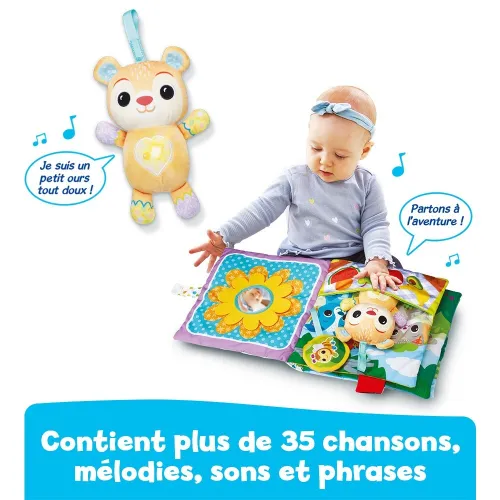 VTech Grand Livre Toudoux des Découvertes - Livre sensoriel En tissu avec Peluche interactive