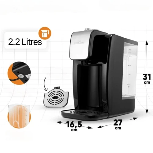 Distributeur D'Eau Chaude PROFICOOK 2.2L 2600W Avec 5 Niveaux De Température - PC-HWS 1168